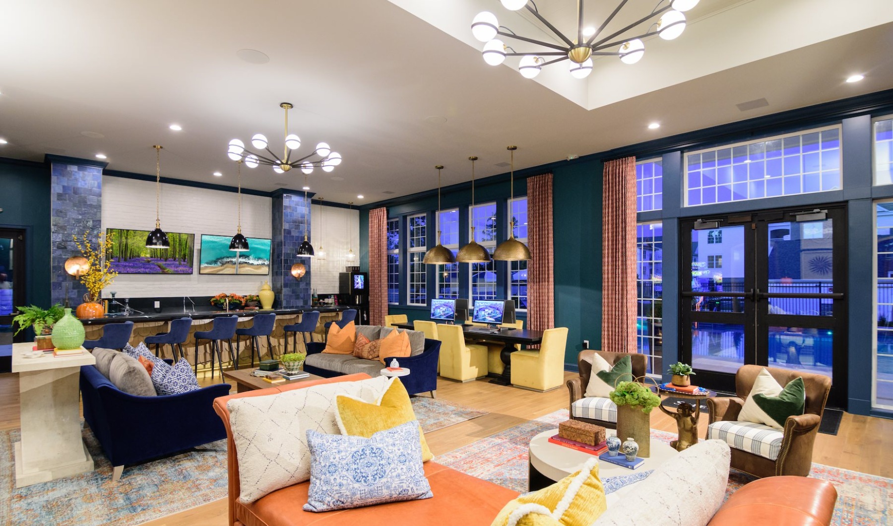 Resident lounge with furniture and decor