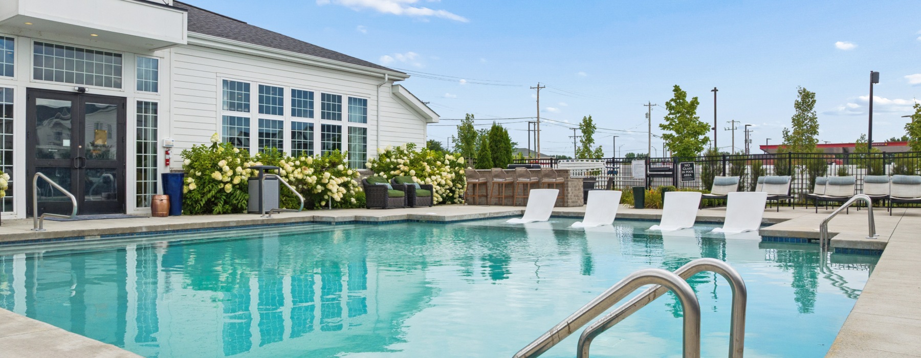 Outdoor pool with blue sky